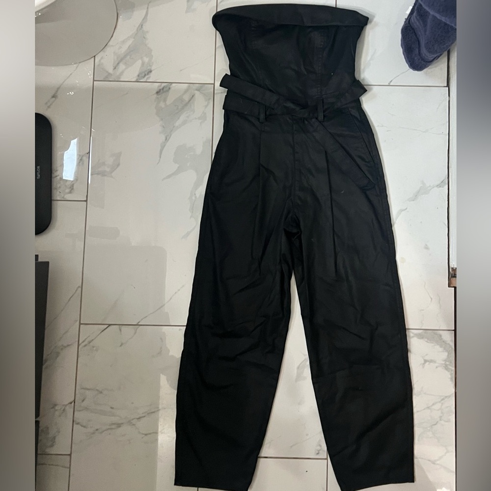 7 For All Mankind Elegant Black Strapless Jumpsuit